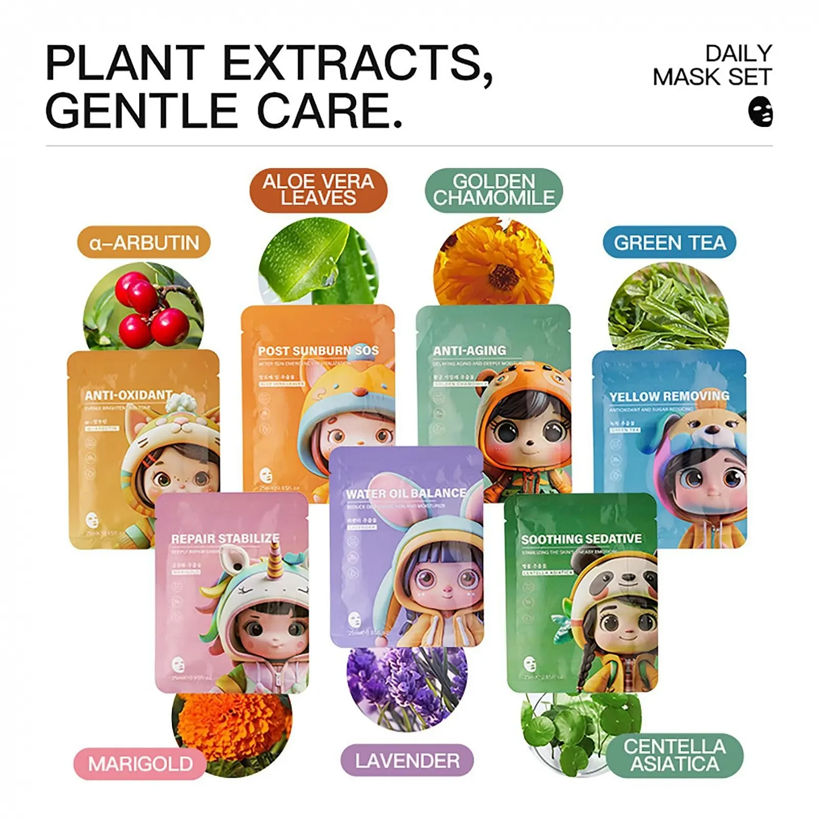 Тканевая маска ARCHIDATE 7 шт. Увлажняющая маска для лица, фото №7