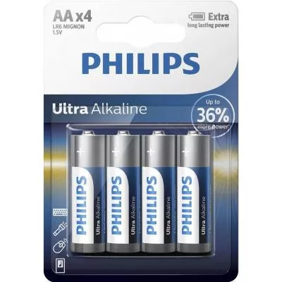 Батарейка PHILIPS AA LR6 Ultra Alkaline 4 (LR6E4B/10), фото №1