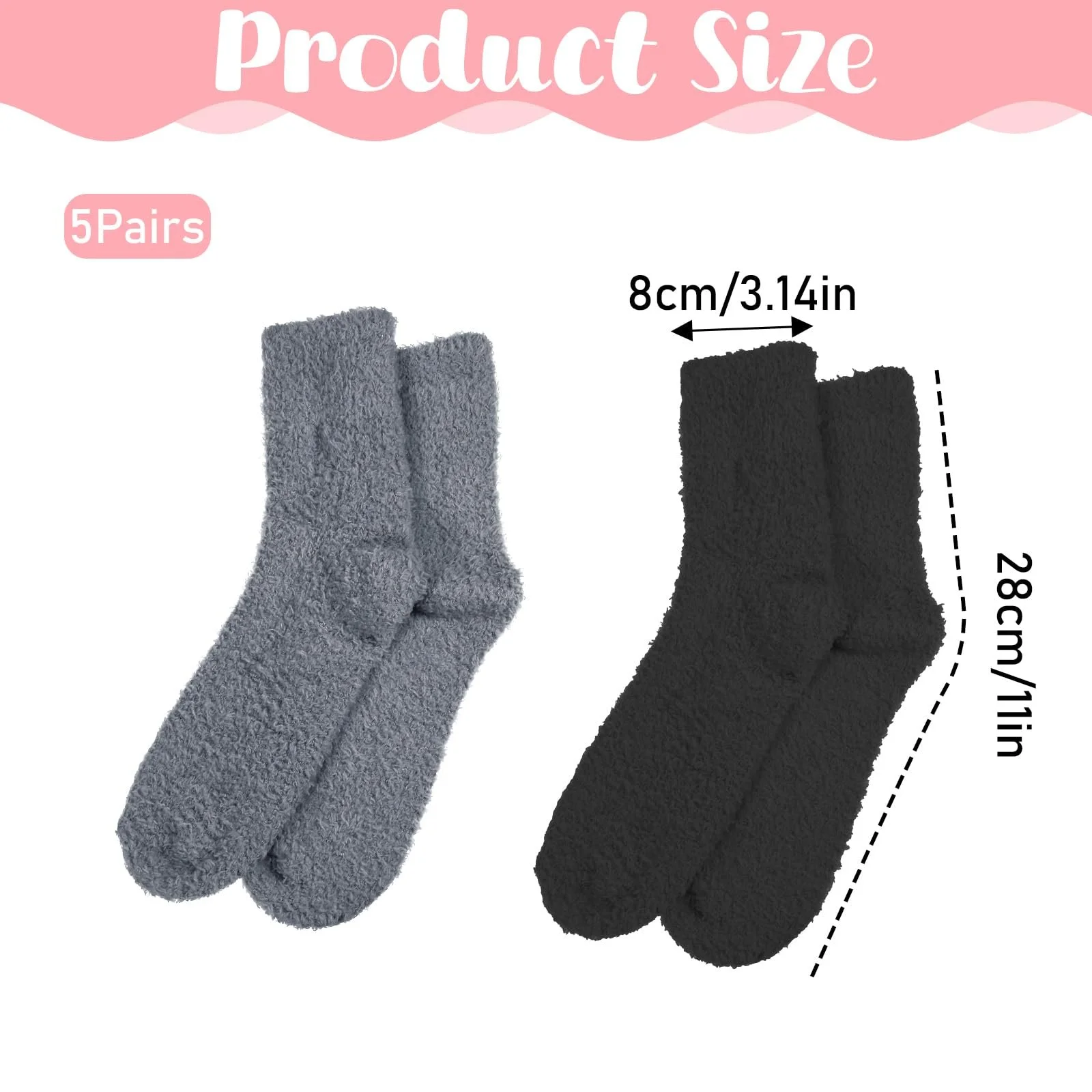 Носки Abeillo, 5 пар, тёплые носки из кораллового флиса, зимние носки, эластичные носки для сна, домашние носки для зимы, рождественские, фото №3