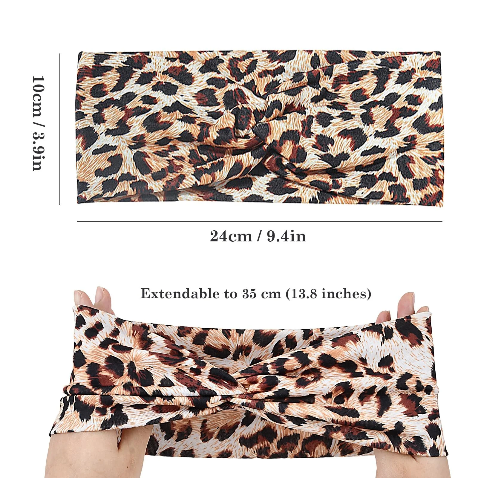 Жіноча Пов'язка на Голову з Леопардовим Принтом, Широка, Еластична, фото №2 Жіноча Пов'язка на Голову з Леопардовим Принтом, Широка, Еластична, фото №2