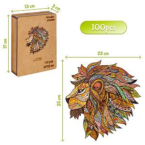 Дерев'яний пазл Лев Унікальна форма 100 елементів 25 x 23 см synthetic.ua - Фото 1