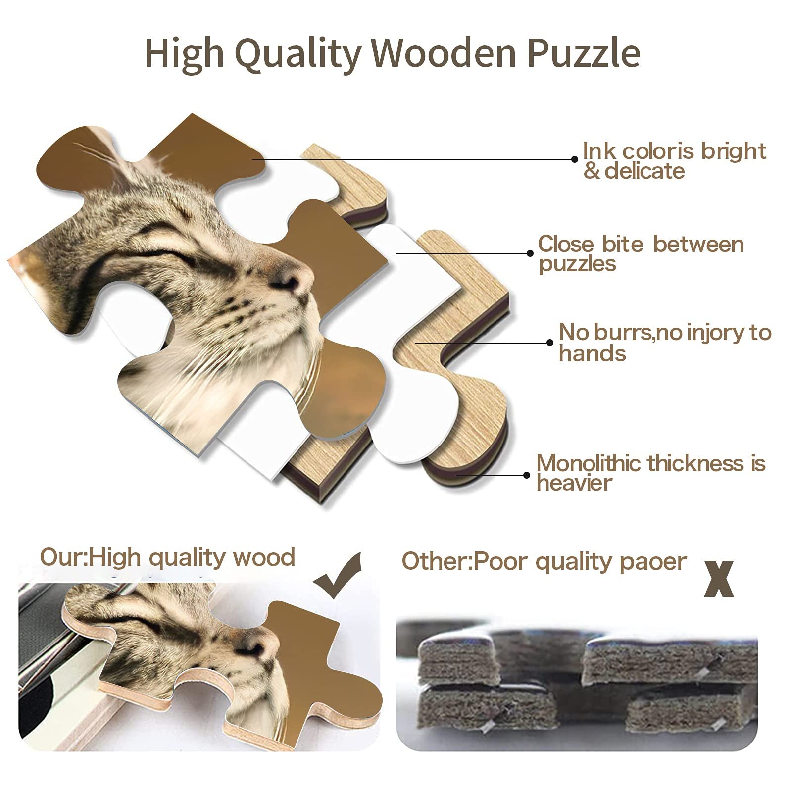 Пазл 1000 елементів 3D DIY Cute Cat Cartoon Animal Titanic Cat Romantic Love Picture, фото №6