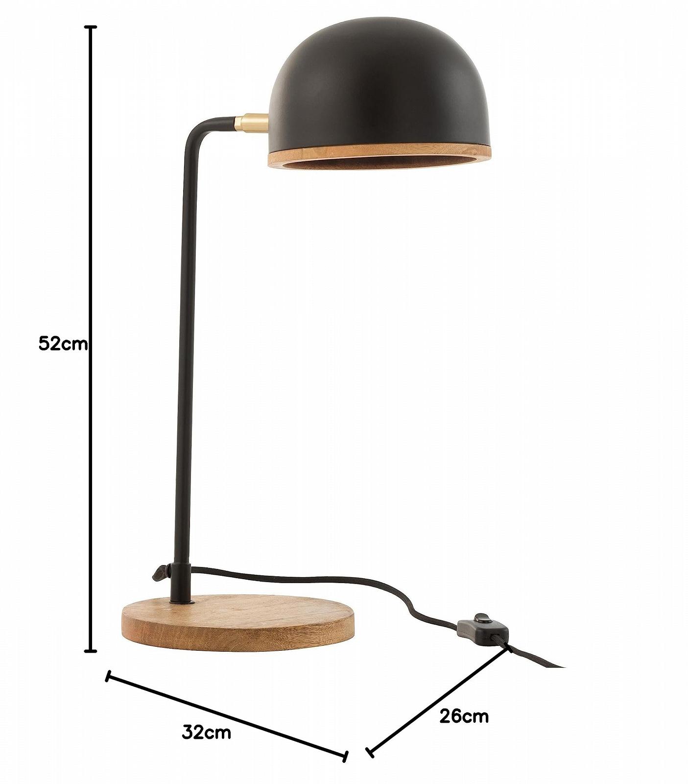 Настільна лампа J-Line Evy Залізо/Дерево Чорна/Натуральна, фото №9