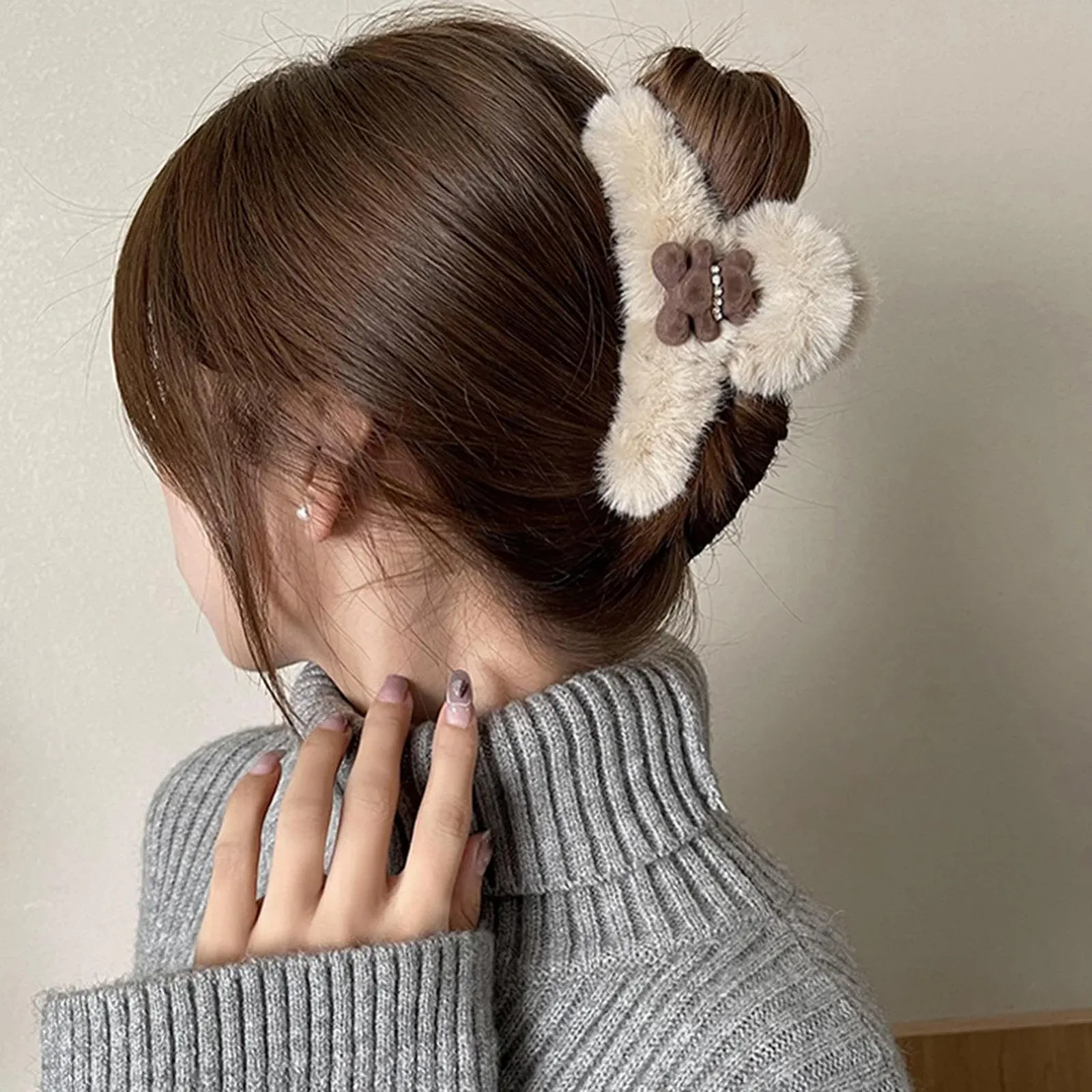 Заколка для волос Плюшевая с мишкой Бежевый, фото №4 Заколка для волос Плюшевая с мишкой Бежевый, фото №4