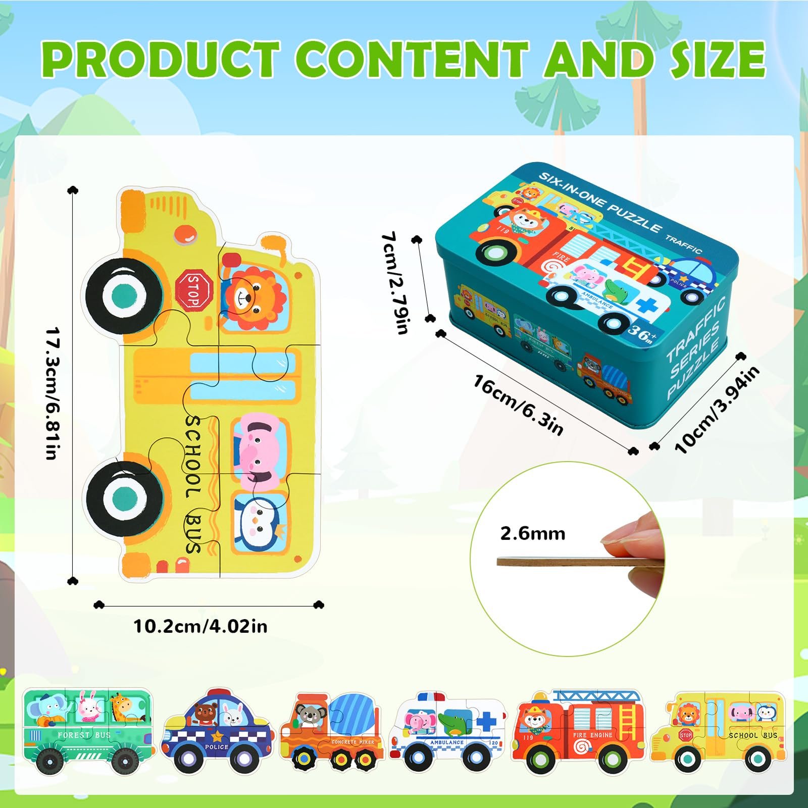 Детский пазл BBLIKE 6 картинок Транспорт от 3 лет, фото №6