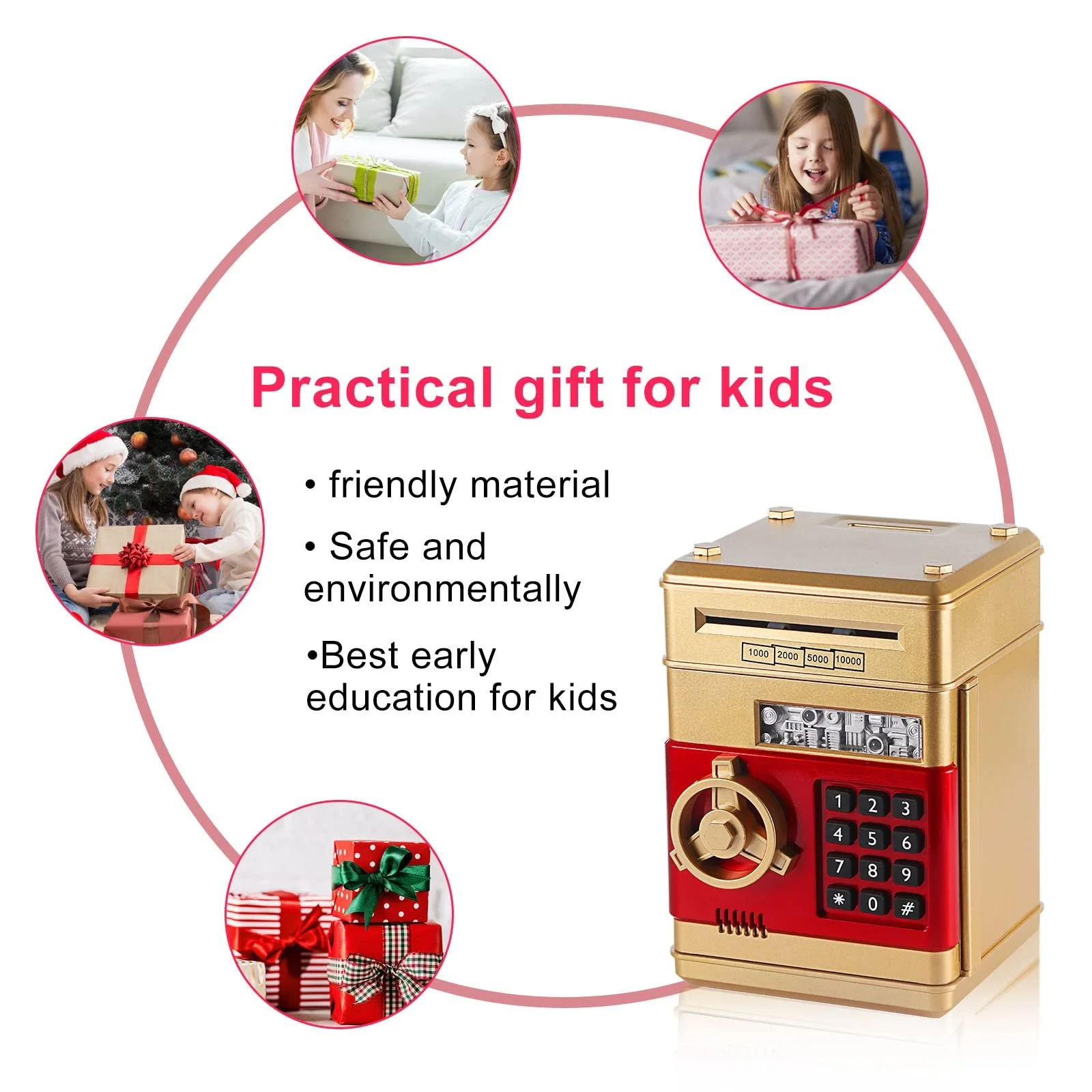 Електронна скарбничка-сейф банкомат для дітей з паролем та автоматичним купюроприймачем, фото №5