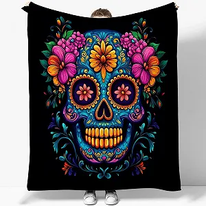 Покривало Флісова М'яка Пухнаста Плюшева для Всіх Сезонів Синьо-Помаранчева - Фото 1