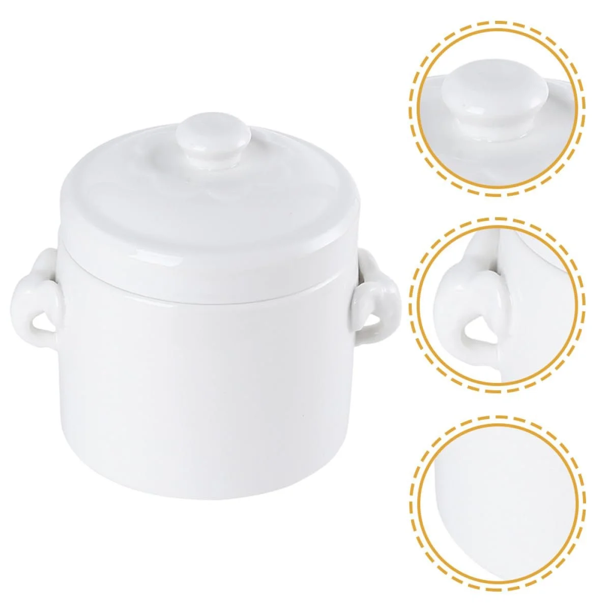 Керамічна Гусятниця для запікання з кришкою Термостійка для супів та десертів Біла, фото №3