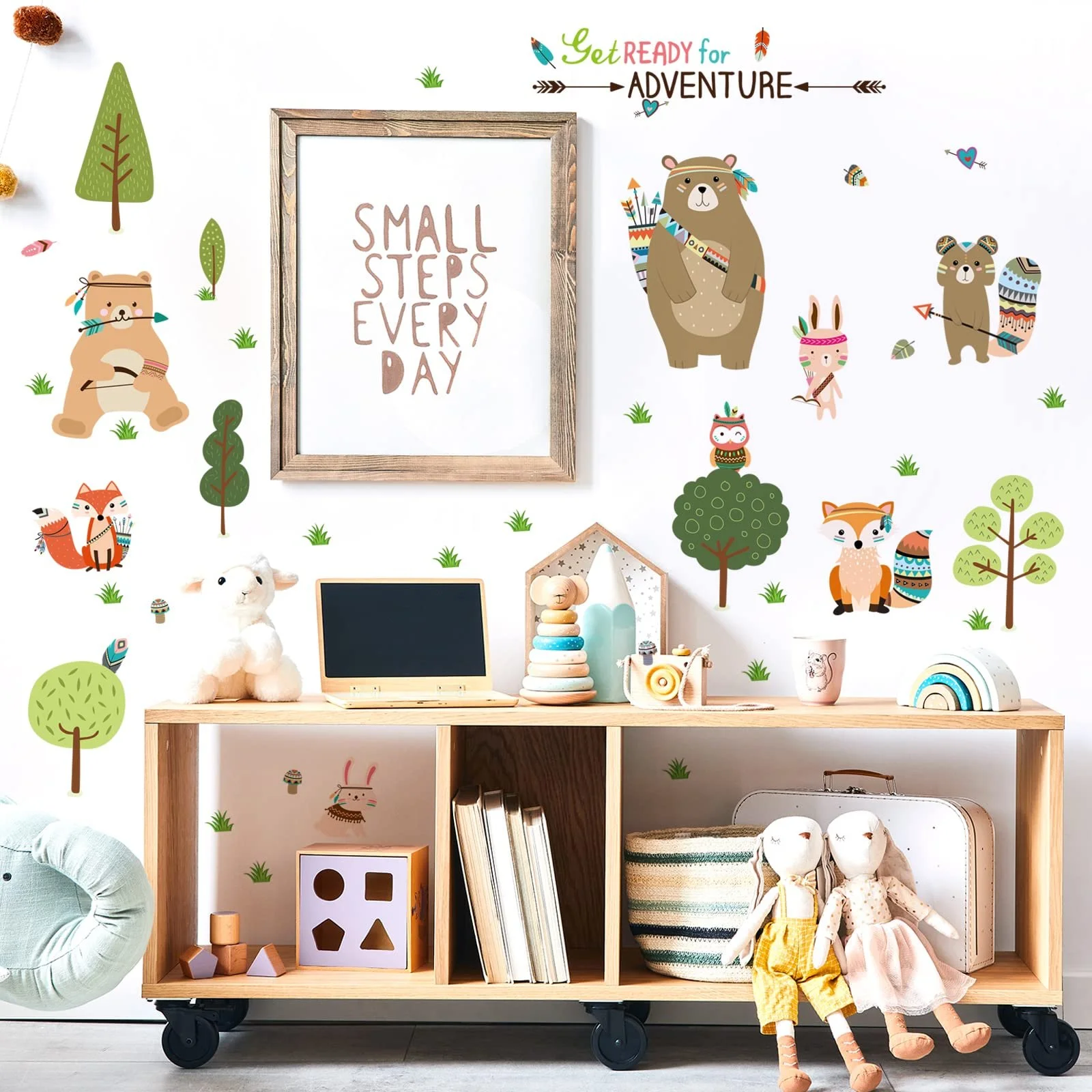 Наклейки на стіну WandSticker4U Індіанський набір Лісові тварини Зелений, фото №2 Наклейки на стіну WandSticker4U Індіанський набір Лісові тварини Зелений, фото №2