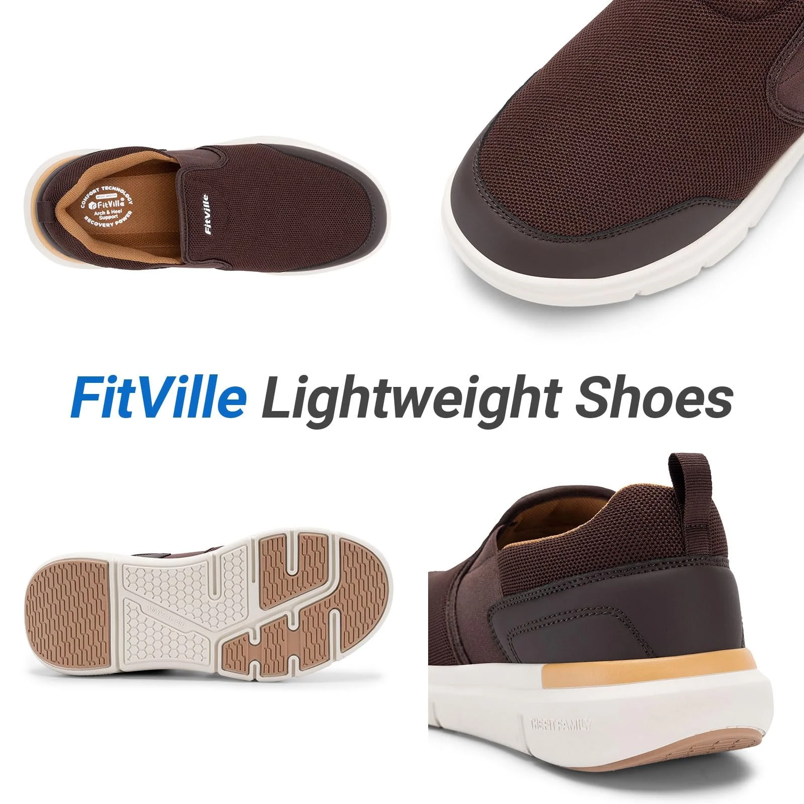 Кроссовки FitVille Без шнурков Мужские Очень широкие Нескользящие Для ходьбы Широкие Для улицы Удобные Легкие Дышащие Повседневные, фото №2