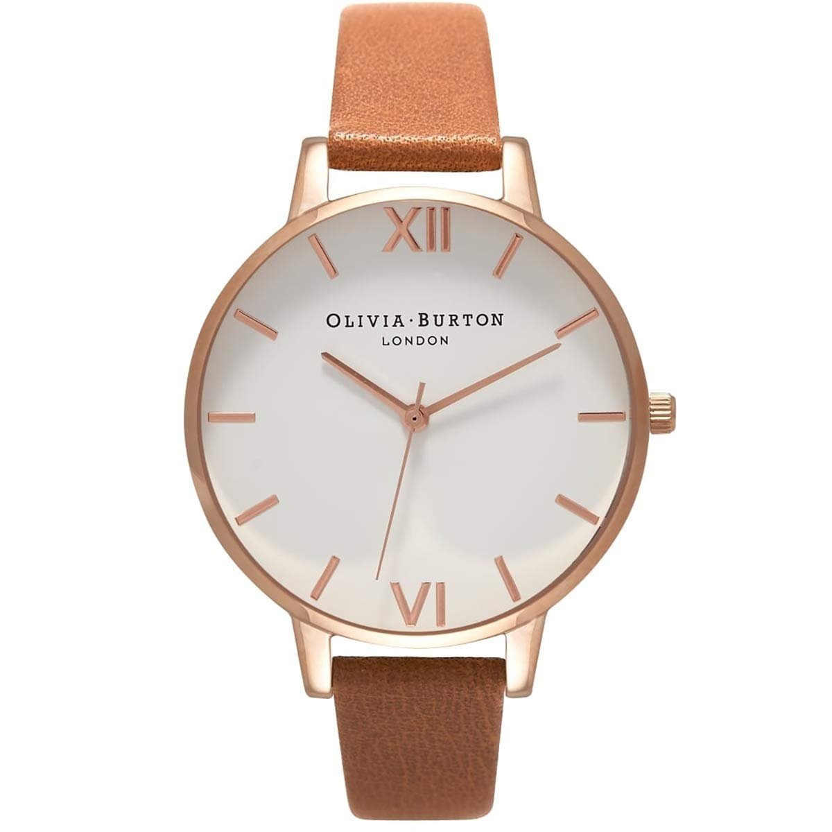 Жіночий аналоговий годинник Olivia Burton OB16BDW19, шкіряний ремінець коричневого кольору, бежево-рожеве золото, браслет, фото №1
