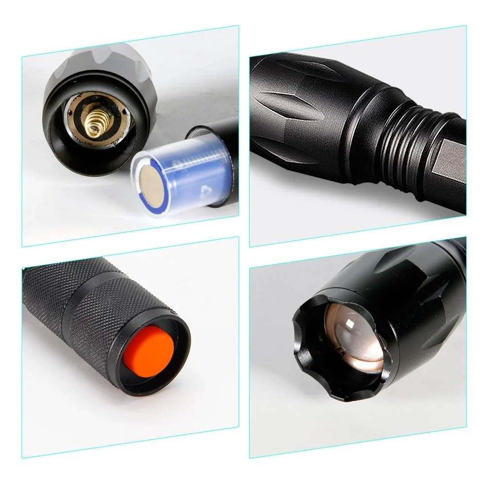 Ліхтар 3-колірний (червоний, зелений, білий) LED Інтегрований Водонепроникний з регульованим фокусом з акумулятором 2200 мАг та USB зарядним пристроєм для риболовлі, походів, кемпінгу, фото №5