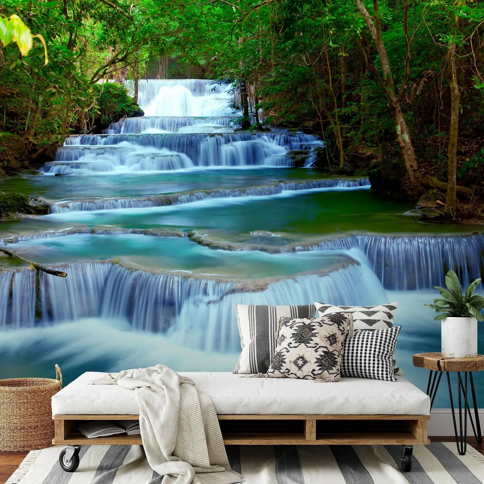 Фотообои Runa Art Waterfall Флизелиновые 352 x 250 см Зеленые/Голубые 9036011b, фото №9