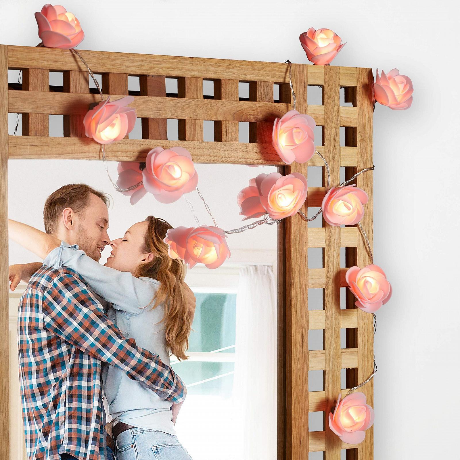 Гірлянда Relaxdays Троянди 20 LED Теплий білий Рожевий, фото №2