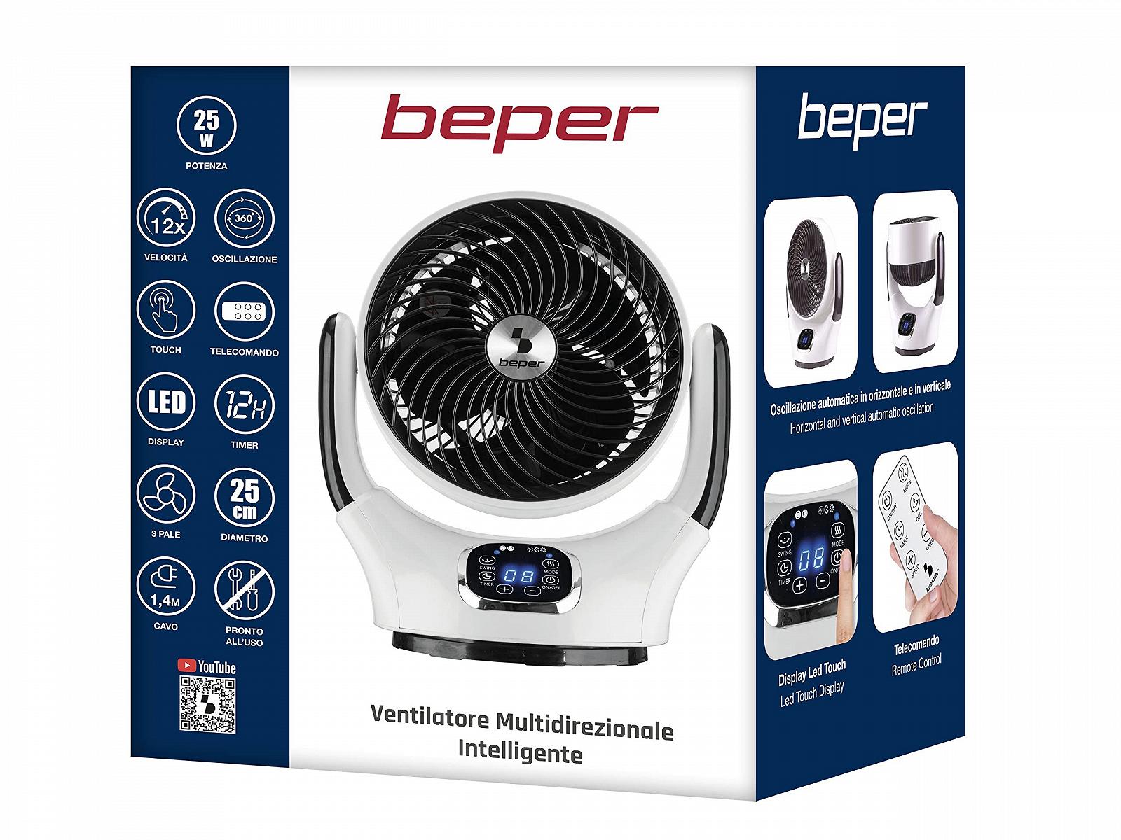Вентилятор настільний BEPER Digital P206VEN260, автоматичне обертання, 12 швидкостей, таймер, тихий, білий/чорний, фото №7