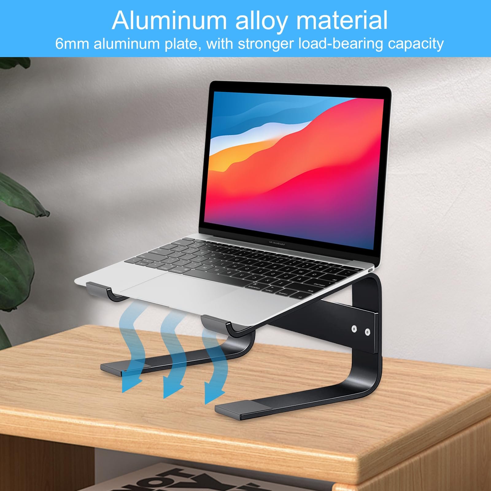 Підставка для ноутбука, ергономічна підставка для ноутбуків 10-17 дюймів, з тепловідведенням і нековзною конструкцією, універсальна, фото №3