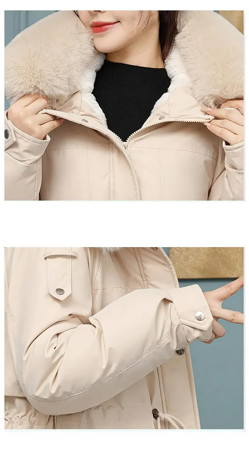 Женское пальто Adhdyuud с карманом, хлопковой подкладкой, капюшоном, длинное, на молнии, зимнее, фото №4 Женское пальто Adhdyuud с карманом, хлопковой подкладкой, капюшоном, длинное, на молнии, зимнее, фото №4