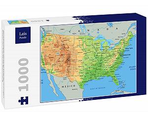 Пазл Lais Puzzle Детальная физическая карта Соединенных Штатов Америки с подписями 1000 деталей - Фото 1