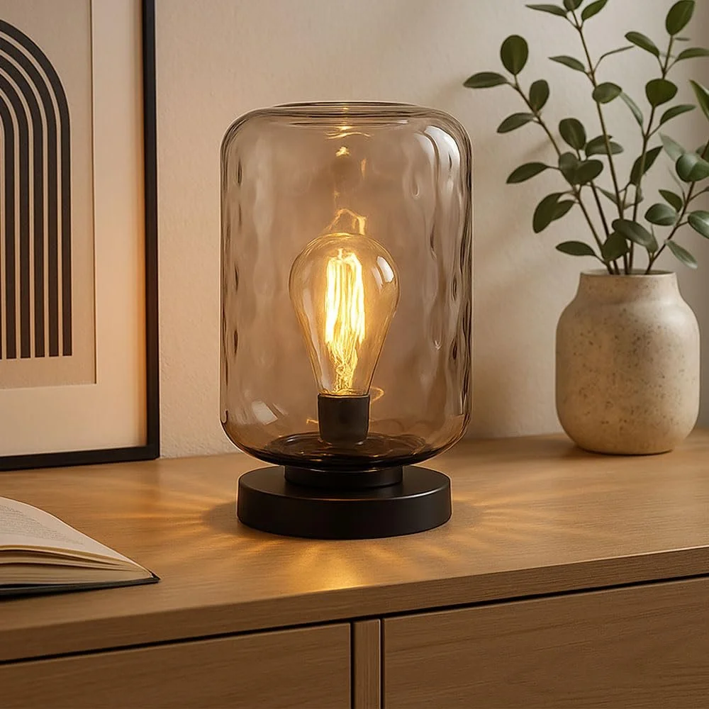 Настольная лампа Retro Smoked Glass Clear 1x E27 диаметр 19 x 32,5 см черная, фото №5