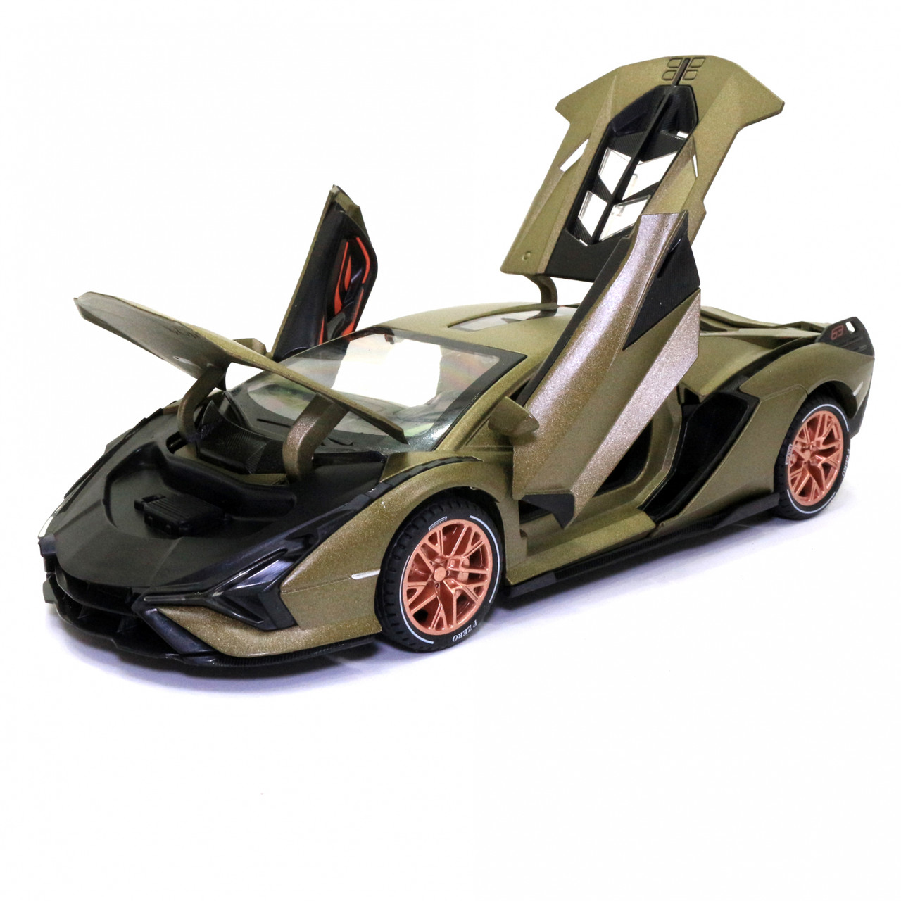 Игрушечная машинка металлическая Lamborghini Sian АвтоЕксперт Ламборджини Сиан свет звук 20*8*5 см хаки, фото №5