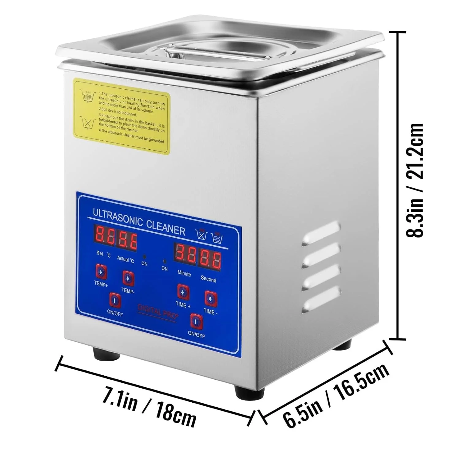 Ультразвуковий очисник Vevor Ultrasonic Cleaner ТH-08A 1.3 л Silver, фото №8