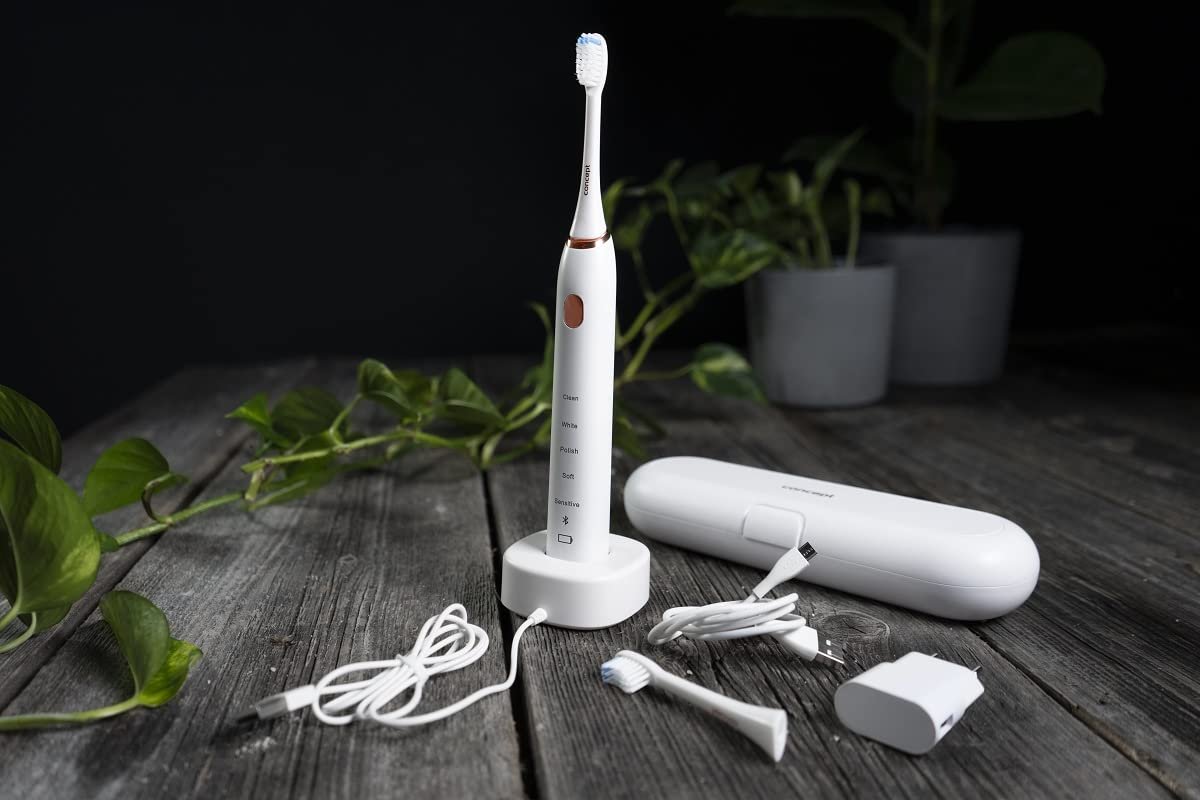 Зубная щетка звуковая Concept ZK5000 с приложением Perfect Smile и зарядкой, дорожный футляр, белая, фото №10