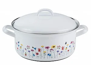 Эмалированная кастрюля Riess Country Special Edition Flora 0131-070 22 см 3,0 л Индукционная - Фото 1