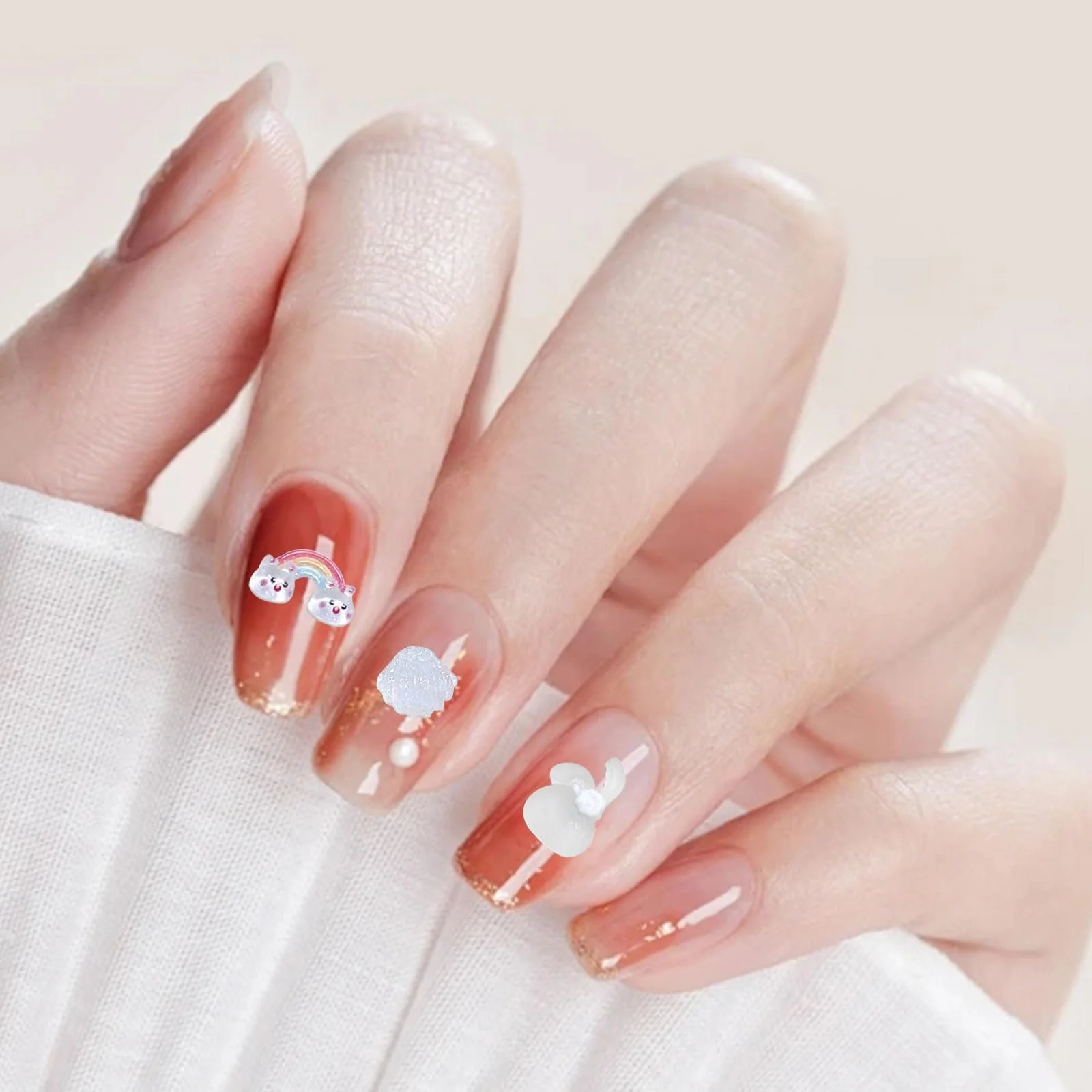 3D Подвески для ногтей 200 шт, Разные стили Бантики Сердца Камни для ногтей Милые мишки Цветы Бабочки Смола украшения для ногтей для дизайна ногтей DIY поделки, фото №5