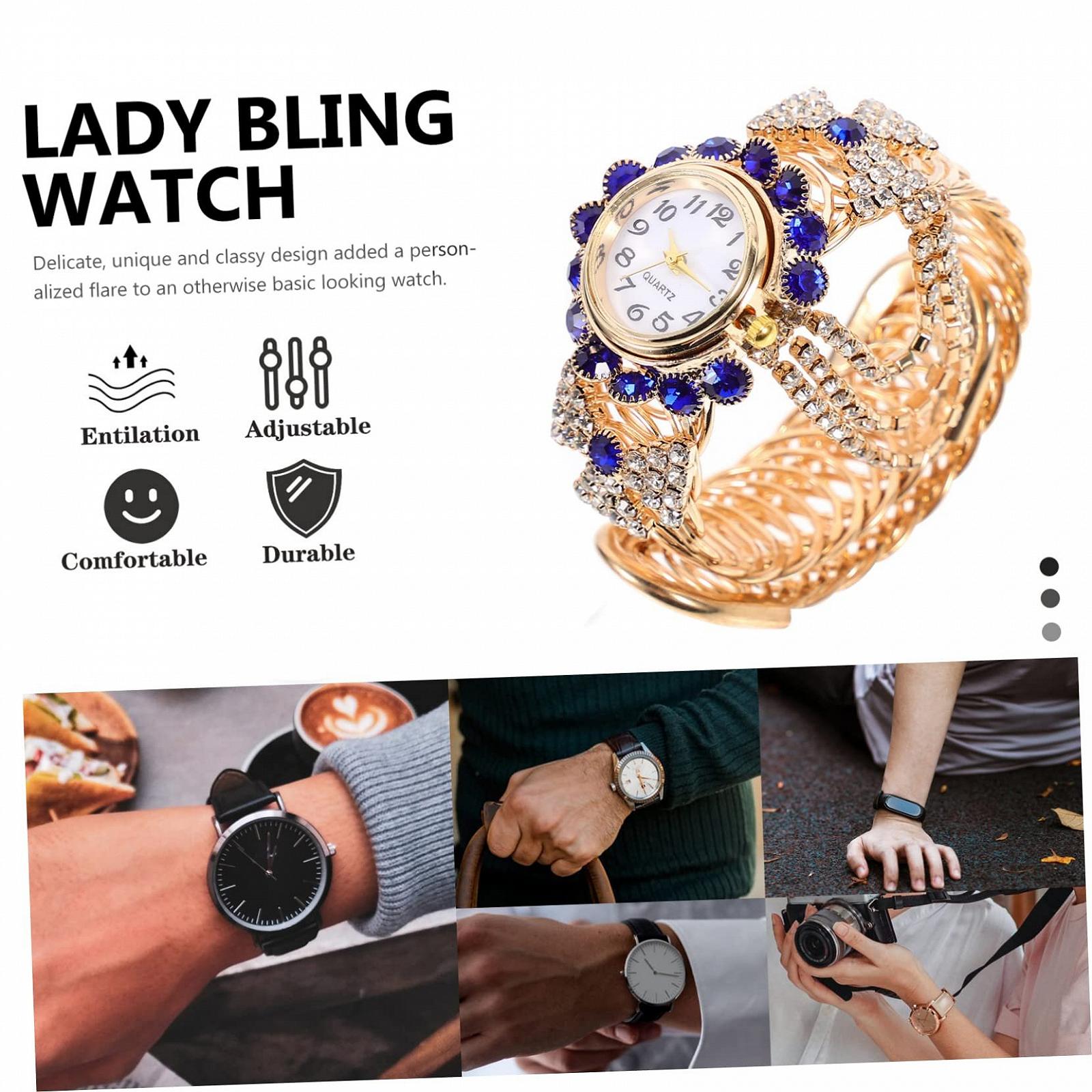 Женские наручные часы Healvian с блестящим браслетом, кварцевые часы с блестками для женщин, классические наручные часы синий, фото №4 Женские наручные часы Healvian с блестящим браслетом, кварцевые часы с блестками для женщин, классические наручные часы синий, фото №4