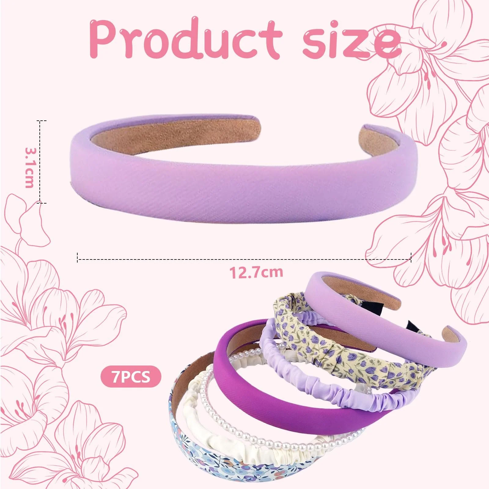 Набір обручів на голову 7 шт. Фіолетовий, фото №2 Набір обручів на голову 7 шт. Фіолетовий, фото №2