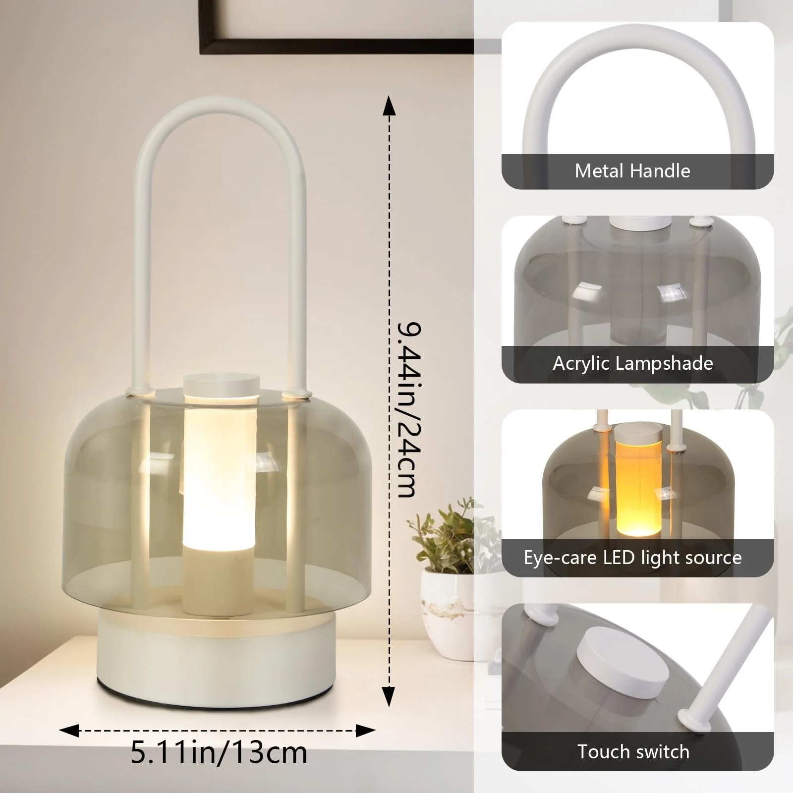 Настільна лампа LED Wireless Battery Dimmable Touch USB 3000 мАг Чорний, фото №4