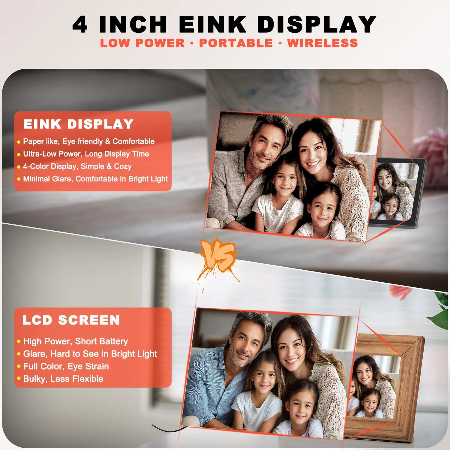 Цифрова фоторамка TBAKSOLA 4.0 дюйма E Ink 768 x 528 IPS Four-Colour Ink Screen, фото №3 Цифрова фоторамка TBAKSOLA 4.0 дюйма E Ink 768 x 528 IPS Four-Colour Ink Screen, фото №3
