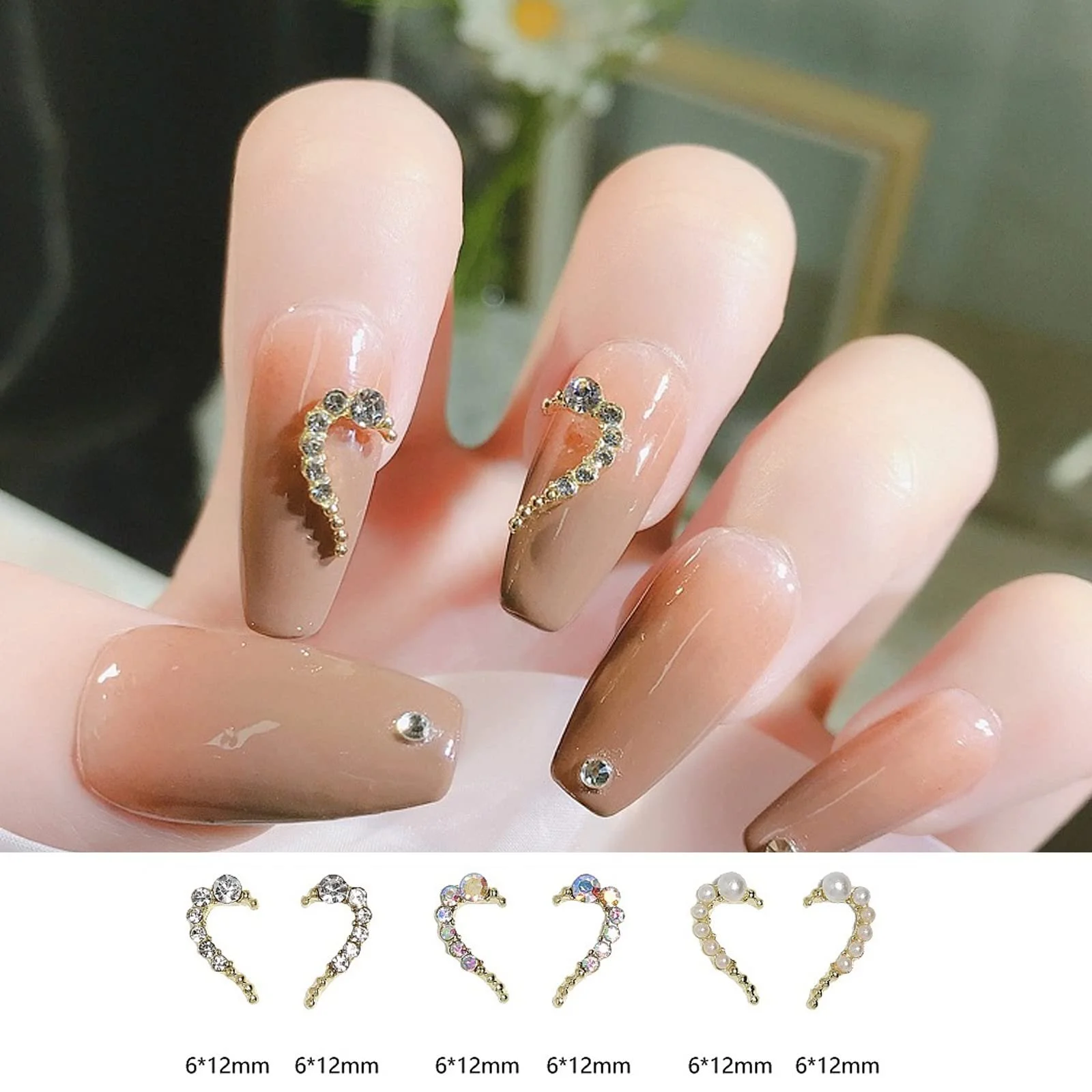 Підвіски для нігтів 3D Стрази Форма Серця 24 шт., фото №3