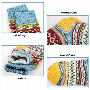 Носки Шерстяные 5 пар Теплые Женские Носки Разноцветные Толстые Термоноски Зимние Вязаные Носки для Женщин - Фото 1