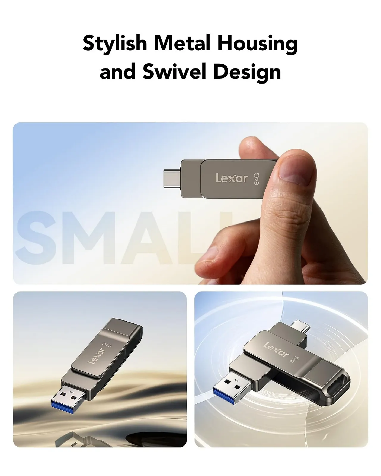 USB-накопичувач Lexar JumpDrive D40E 64GB USB 3.2 Gen 1 Type-C Titanium Grey, фото №5 USB-накопичувач Lexar JumpDrive D40E 64GB USB 3.2 Gen 1 Type-C Titanium Grey, фото №5