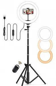 Кольцевая LED лампа с штативом Jeemak PC51 10" Черная - Фото 1