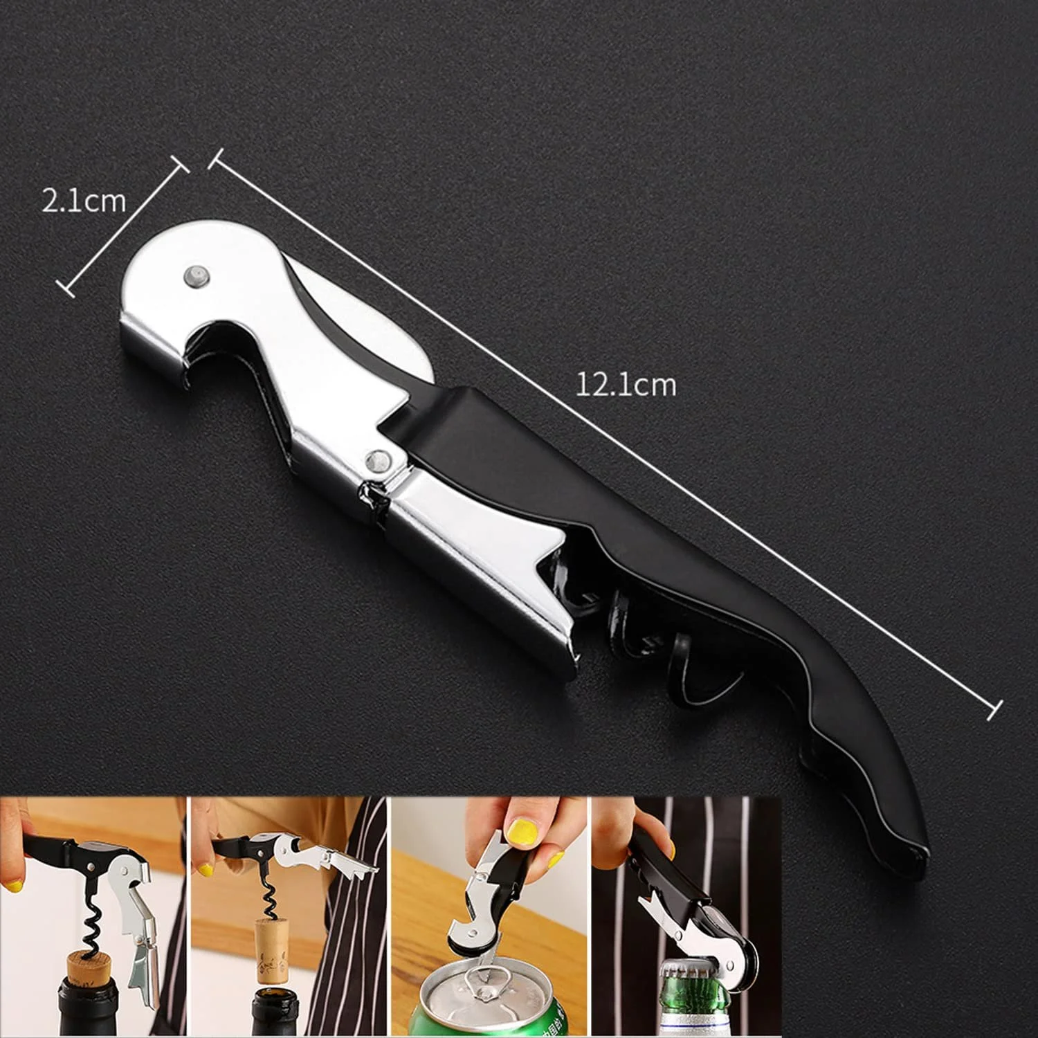 Штопор Jinpojun Багатофункціональний з нержавіючої сталі Чорний, фото №5