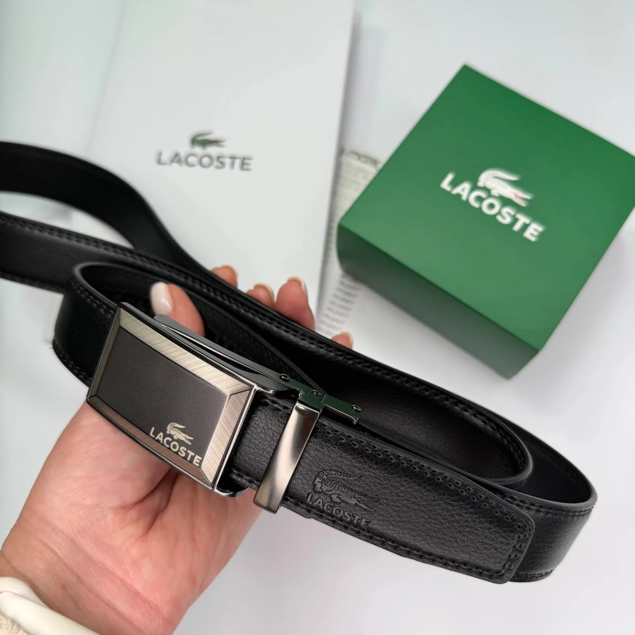 Чоловічий шкіряний ремінь автомат Lacoste, фото №8 Чоловічий шкіряний ремінь автомат Lacoste, фото №8
