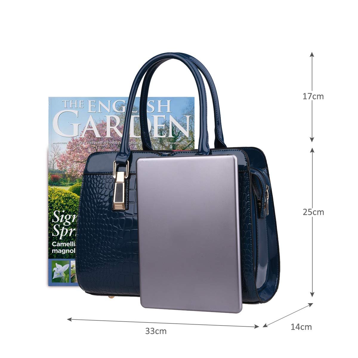 Сумка с верхней ручкой Nicole&Doris, кожа, синяя, 33 x 14 x 25 см, фото №7