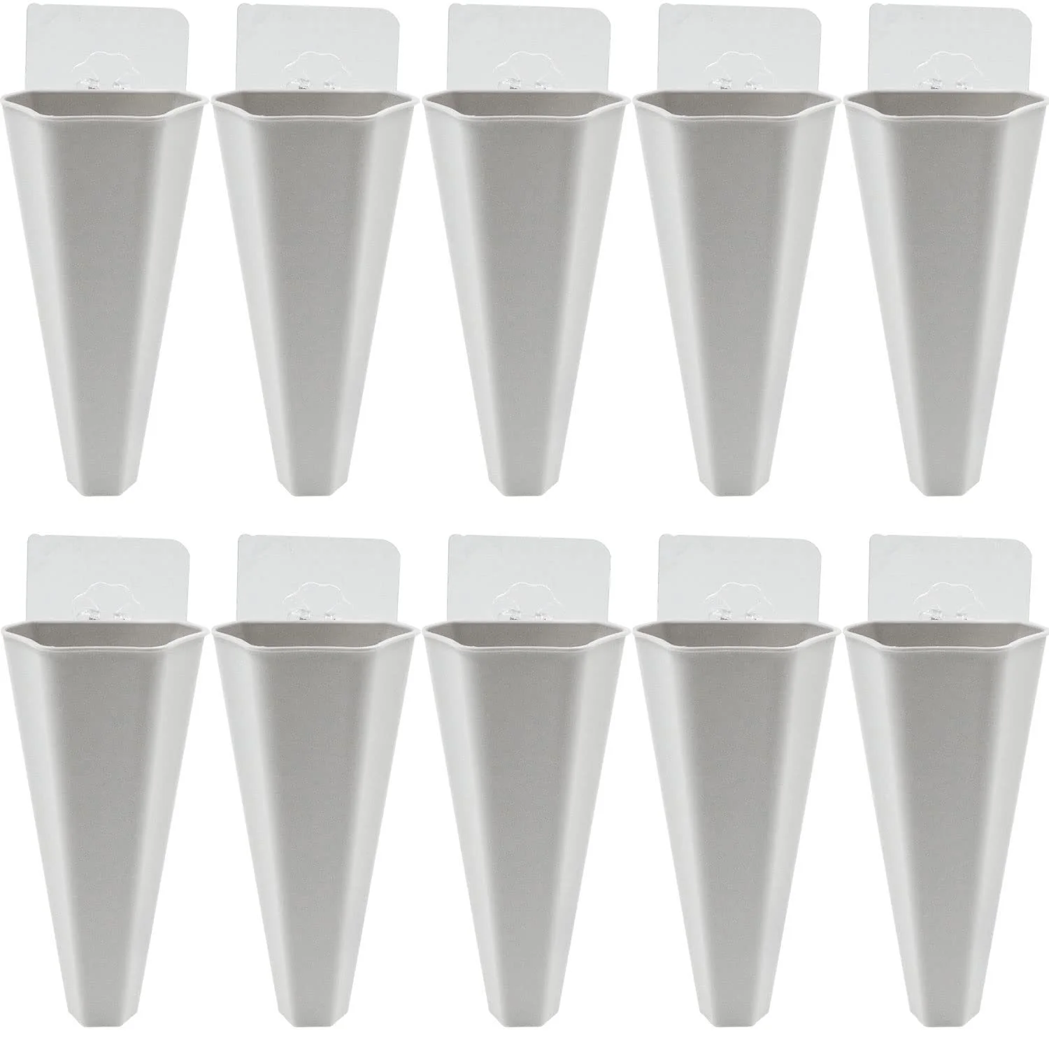 Настінні кашпо-вази Набір 10 шт. пластикові без отворів Білі, фото №4