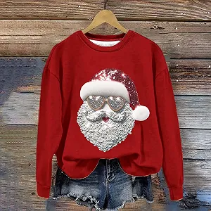 Рождественский пуловер Unilarinna Женский Лонгслив Свитшот Рождественская Шапка Санта Клаус Принт Рождественский Джемпер для Женщин Девушек-Подростков Рождественский Свитер synthetic.ua - Фото 1