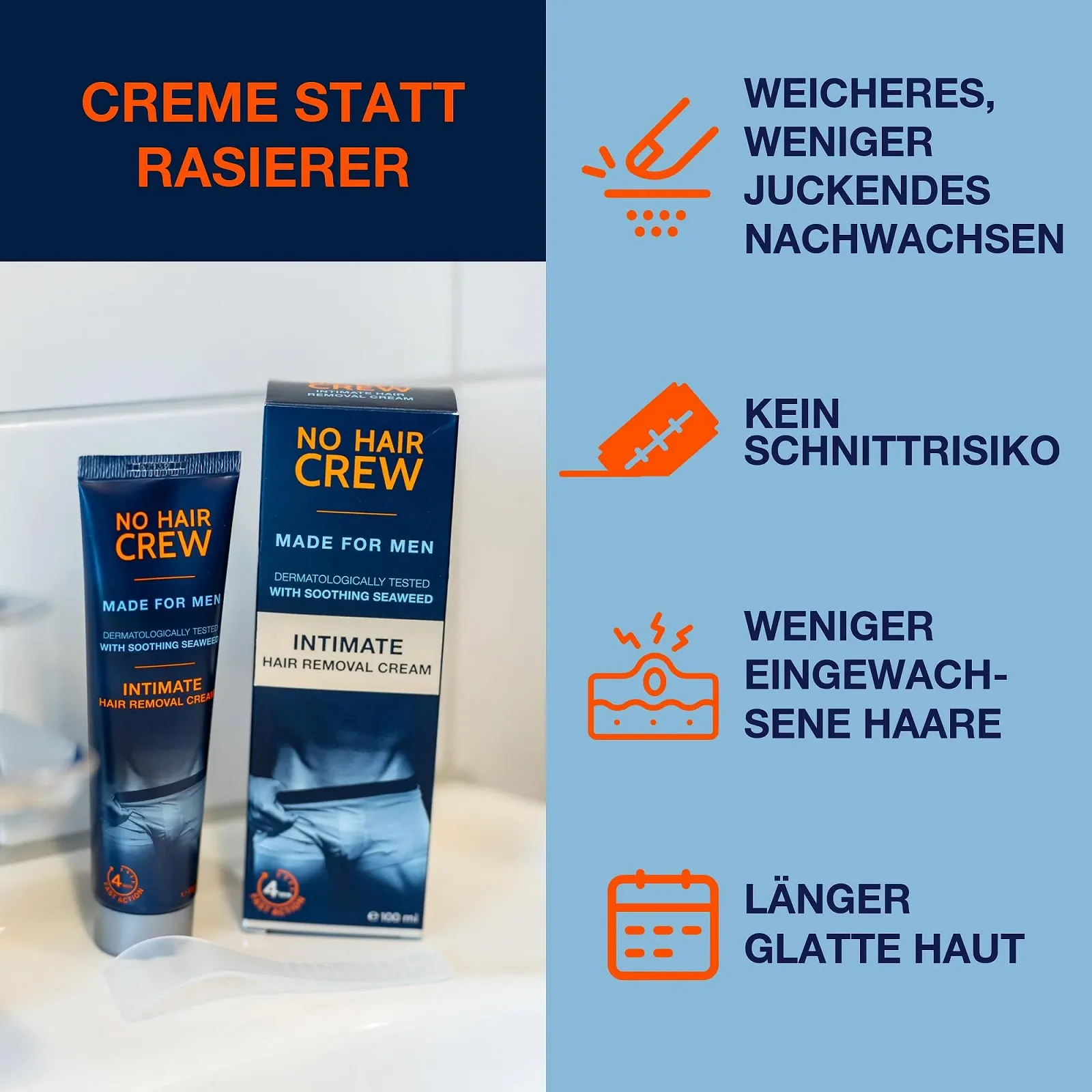 Крем для депіляції інтимних зон NO HAIR CREW для чоловіків 100 мл, фото №3