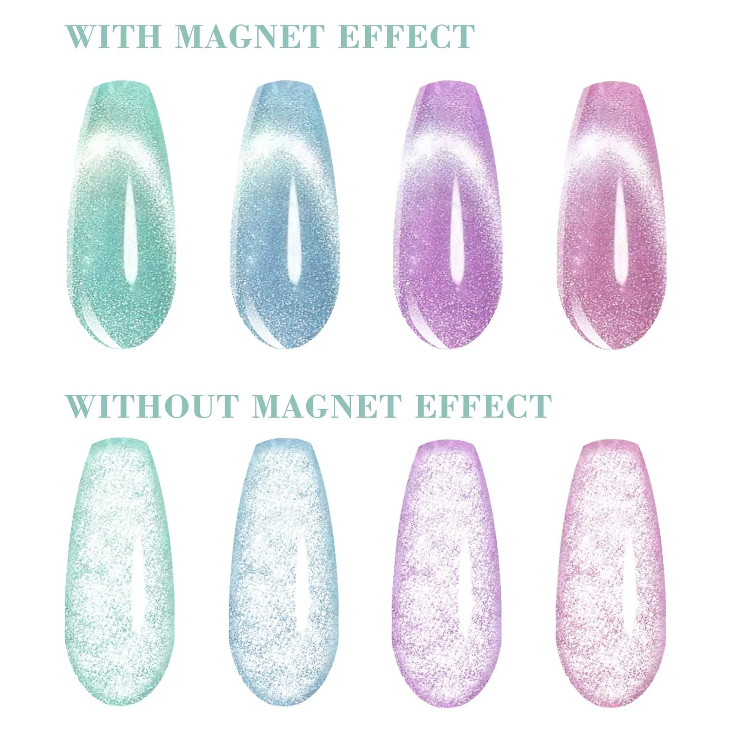 Гель-лак Vishine Магнітний, набір з 4 голографічних Cat Eye 8 мл, фото №6