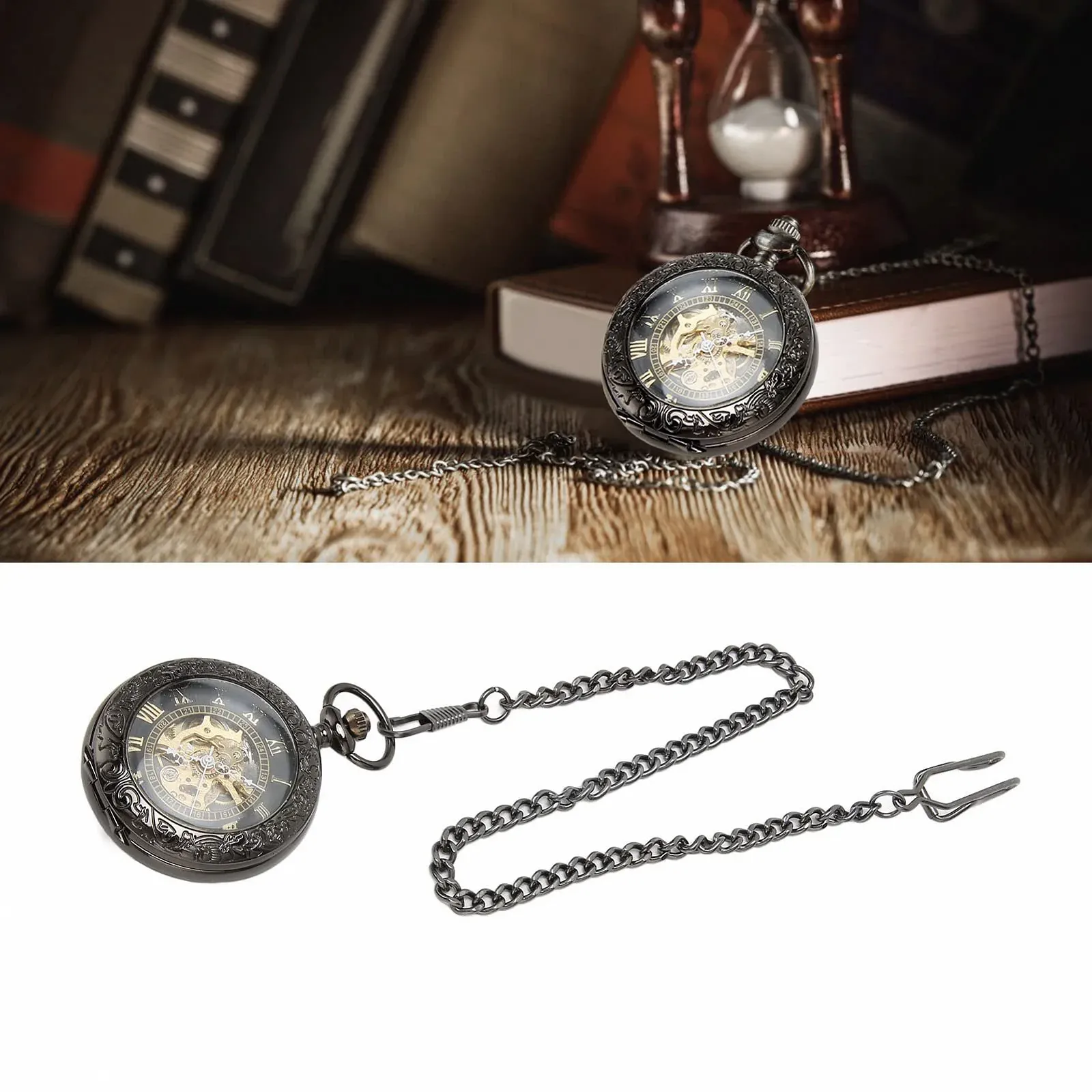 Механические карманные часы YUYTE с римским циферблатом, Винтажные часы с двойным корпусом, Механические карманные часы с ручным заводом, Скелетон с цепочкой, Винтаж, фото №7 Механические карманные часы YUYTE с римским циферблатом, Винтажные часы с двойным корпусом, Механические карманные часы с ручным заводом, Скелетон с цепочкой, Винтаж, фото №7