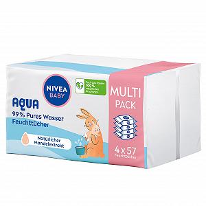 Салфетки влажные NIVEA BABY AQUA, 4 x 57 шт. - Фото 1