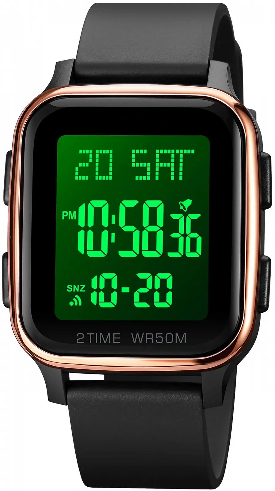 Цифровые LED часы Findtime Мужские Женские Прямоугольные Квадратные Большие Цифры Унисекс Мужские Спортивные Водонепроницаемые Двойное Время Таймер Секундомер Черный, фото №1