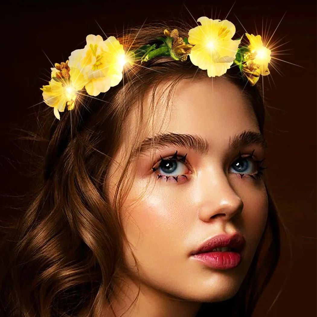 Вінок для волосся Zoestar з квітами, що світяться, фото №6