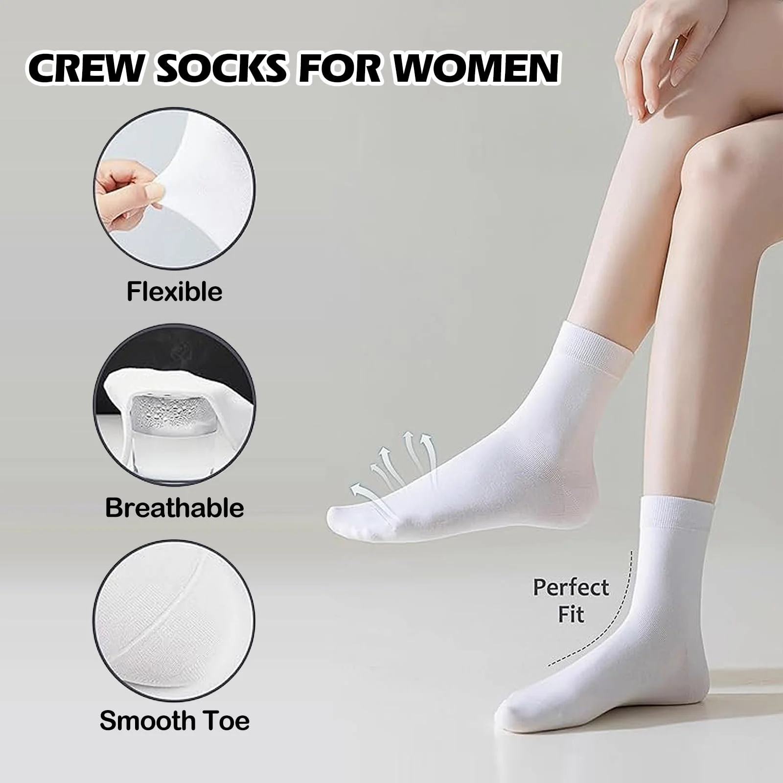 Жіночі шкарпетки Crew Багатокольорові, 3 пари, фото №2