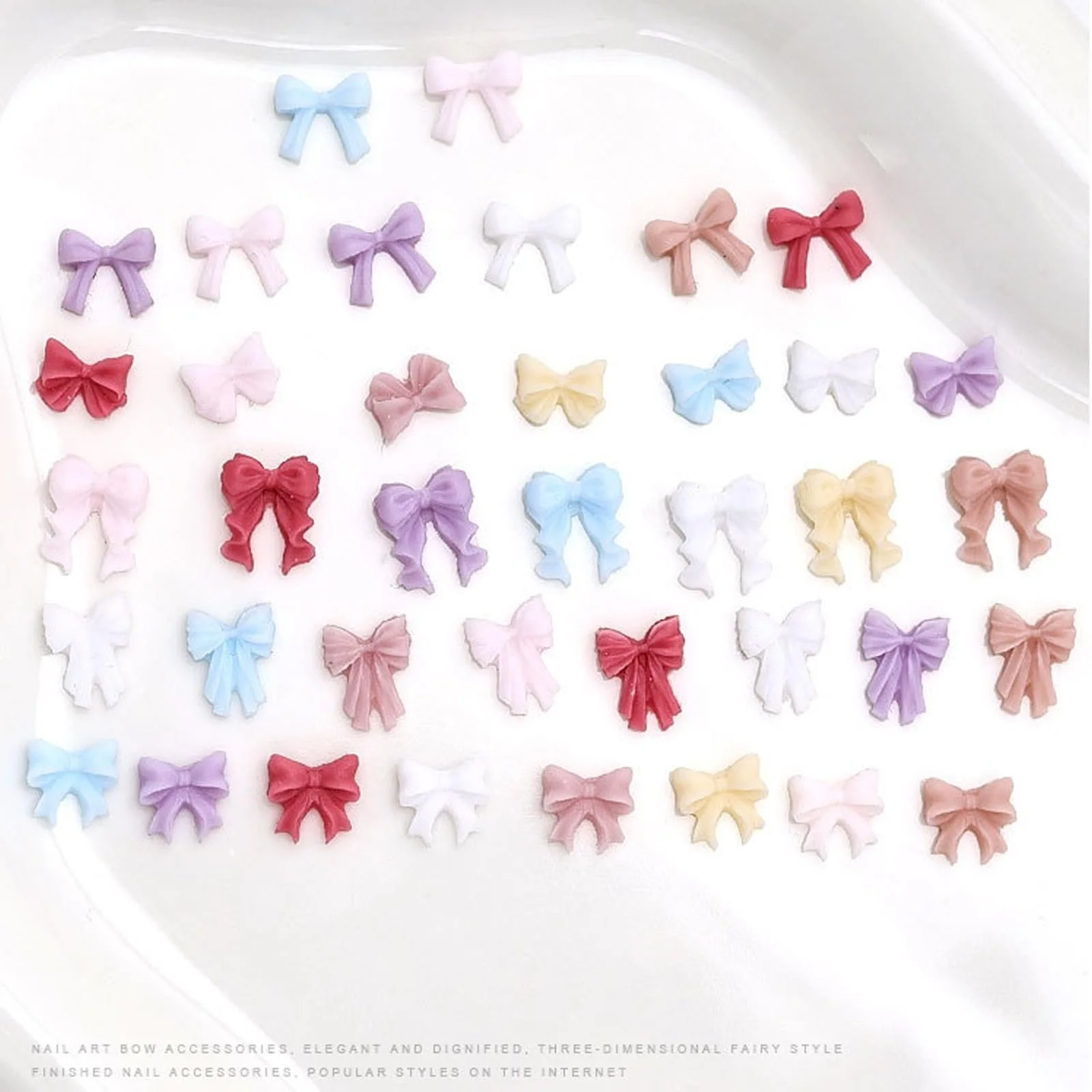 Украшения для ногтей Бантики Разные Цвета, 50 шт, фото №4