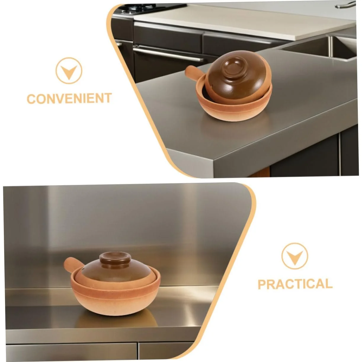 Горшок для запекания Garneck традиционный глиняный с крышкой многофункциональный, фото №3